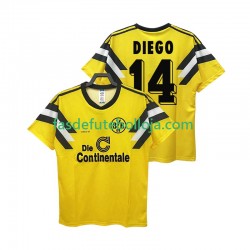 Camisola 1º Equipamento Borussia Dortmund DIEGO 14 DFB-POKAL 1989 Manga Curta Retro ,Homem