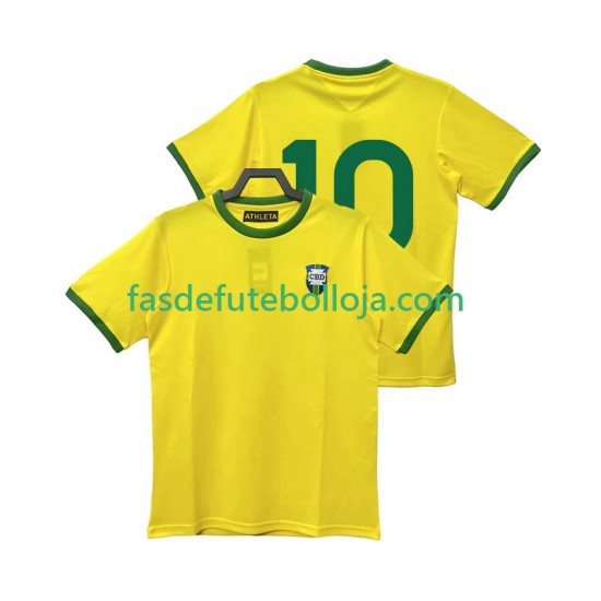 Camisola 1º Equipamento Seleção Brasileira 10 1970 Manga Curta Retro ,Homem