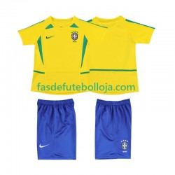Camisola 1º Equipamento Seleção Brasileira 2002 Manga Curta Retro ,Criança