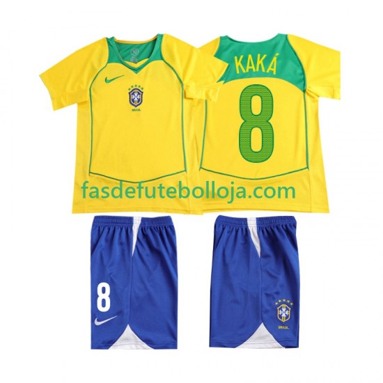 Camisola 1º Equipamento Seleção Brasileira KAKA 8 2004 Manga Curta Retro ,Criança