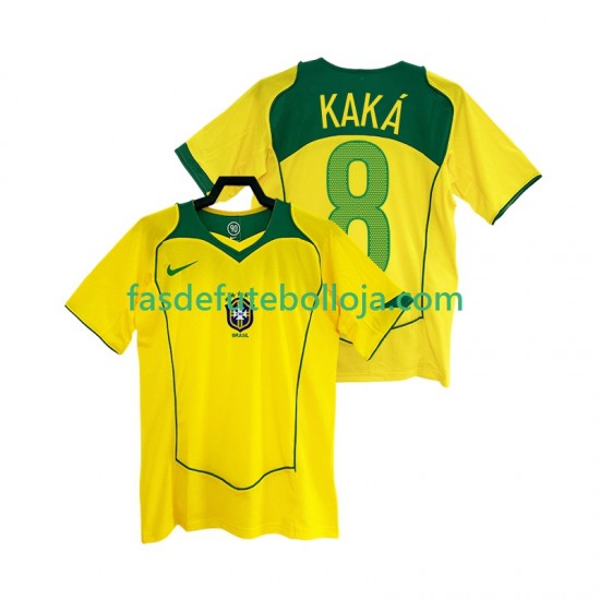 Camisola 1º Equipamento Seleção Brasileira KAKA 8 2004 Manga Curta Retro ,Homem