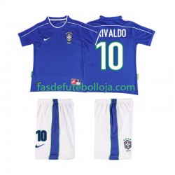Camisola 2º Equipamento Seleção Brasileira RIVALDO 10 1998 Manga Curta Retro ,Criança