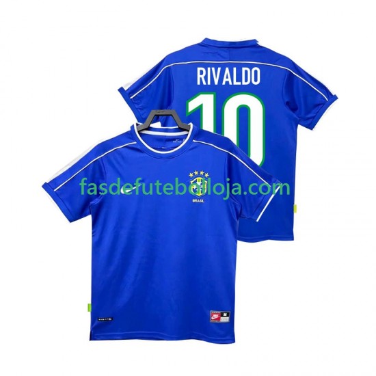 Camisola 2º Equipamento Seleção Brasileira RIVALDO 10 1998 Manga Curta Retro ,Homem