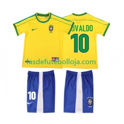 Camisola 1º Equipamento Seleção Brasileira RIVALDO 10 1998 Manga Curta Retro ,Criança