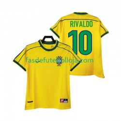 Camisola 1º Equipamento Seleção Brasileira RIVALDO 10 1998 Manga Curta Retro ,Homem