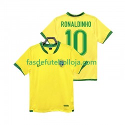 Camisola 1º Equipamento Seleção Brasileira RONALDINHO 10 2006 Manga Curta Retro ,Homem