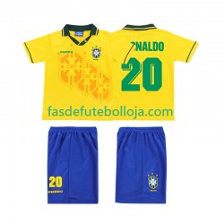 Camisola 1º Equipamento Seleção Brasileira RONALDO 20 1994 Manga Curta Retro ,Criança