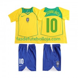 Camisola 1º Equipamento Seleção Brasileira RONALOINHO 10 2004 Manga Curta Retro ,Criança