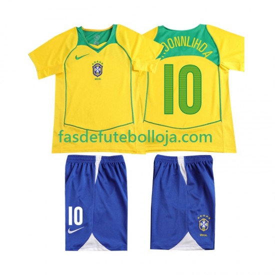 Camisola 1º Equipamento Seleção Brasileira RONALOINHO 10 2004 Manga Curta Retro ,Criança