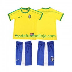 Camisola 1º Equipamento Seleção Brasileira 1998 Manga Curta Retro ,Criança
