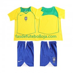 Camisola 1º Equipamento Seleção Brasileira 2004 Manga Curta Retro ,Criança