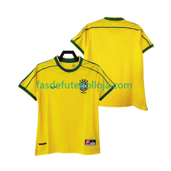 Camisola 1º Equipamento Seleção Brasileira 1998 Manga Curta Retro ,Homem