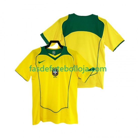 Camisola 1º Equipamento Seleção Brasileira 2004 Manga Curta Retro ,Homem