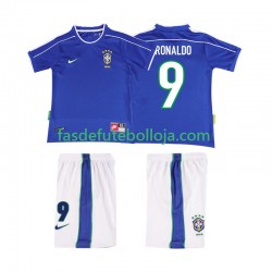 Camisola 2º Equipamento Seleção Brasileira Ronaldo 9 1998 Manga Curta Retro ,Criança