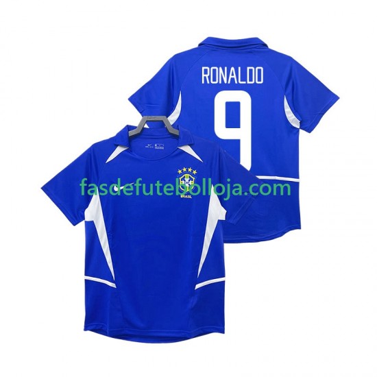 Camisola 2º Equipamento Seleção Brasileira Ronaldo 9 2002 Manga Curta Retro ,Homem