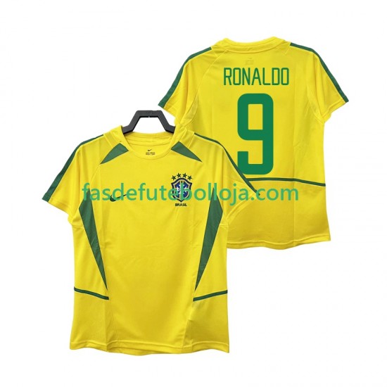 Camisola 1º Equipamento Seleção Brasileira Ronaldo 9 2002 Manga Curta Retro ,Homem