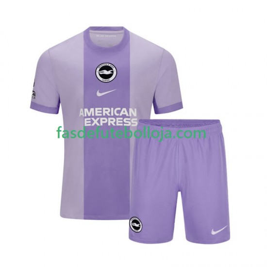 Camisola 2º Equipamento Brighton Hove Albion 2025-2026 Manga Curta ,Criança