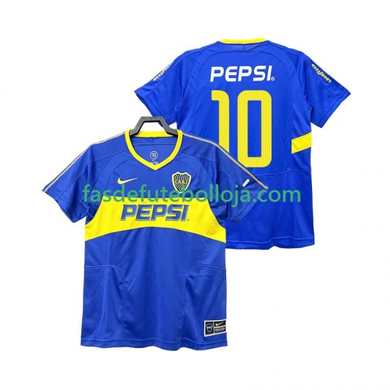 Camisola 1º Equipamento CA Boca Juniors PEPSI 10 2003 2004 Manga Curta Retro ,Homem