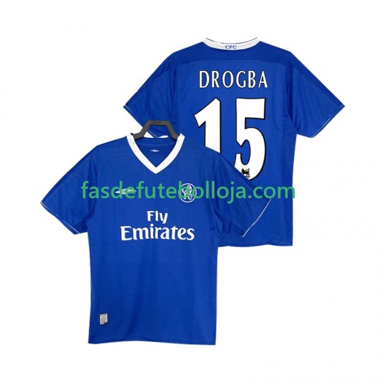 Camisola 1º Equipamento Chelsea DROGBA 15 2003 2005 Manga Curta Retro ,Homem