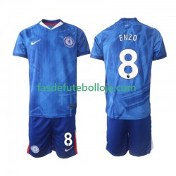 Camisola 1º Equipamento Chelsea Enzo Fernandez 8 2025-2026 Manga Curta ,Criança