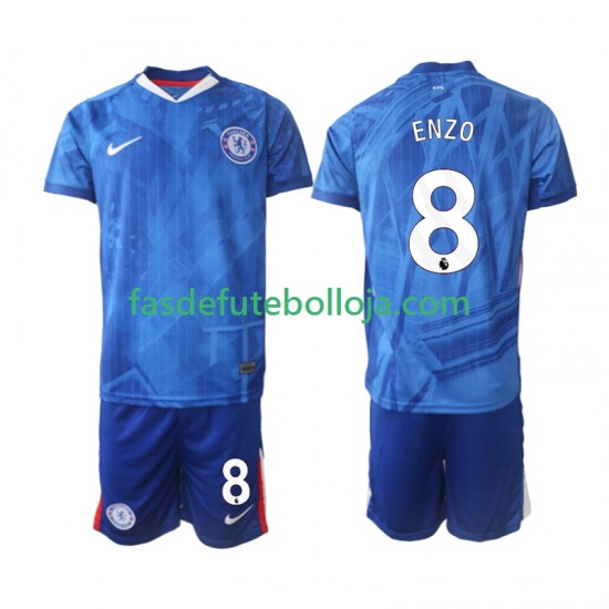 Camisola 1º Equipamento Chelsea Enzo Fernandez 8 2025-2026 Manga Curta ,Criança