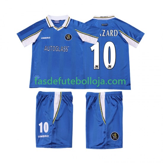 Camisola 1º Equipamento Chelsea HAZARD 10 1997 1999 Manga Curta Retro ,Criança