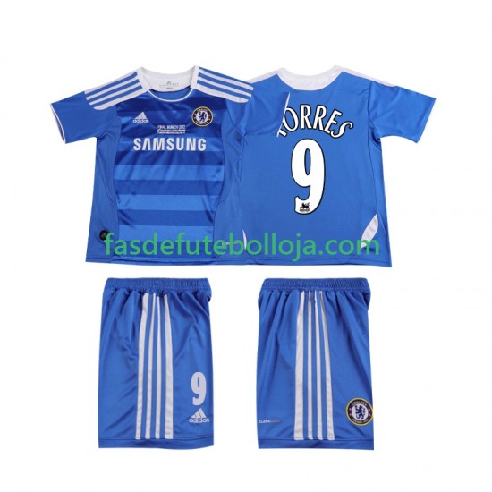 Camisola 1º Equipamento Chelsea Torres 9 2012 2011 Manga Curta Retro ,Criança