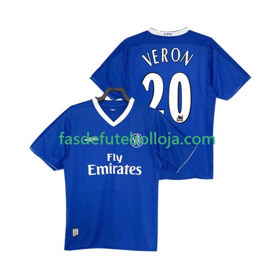 Camisola 1º Equipamento Chelsea VERON 20 2003 2005 Manga Curta Retro ,Homem