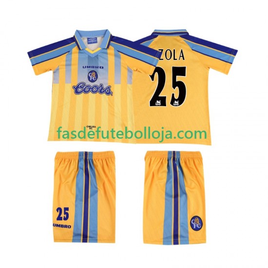 Camisola 2º Equipamento Chelsea ZOLA 25 1995 1997 Manga Curta Retro ,Criança