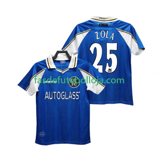Camisola 1º Equipamento Chelsea ZOLA 25 1997 1999 Manga Curta Retro ,Homem