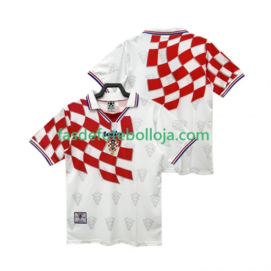 Camisola 1º Equipamento Seleção Croata 1998 Manga Curta Retro ,Homem