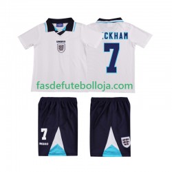 Camisola 1º Equipamento Seleção Inglesa Beckham 7 1996 Manga Curta Retro ,Criança
