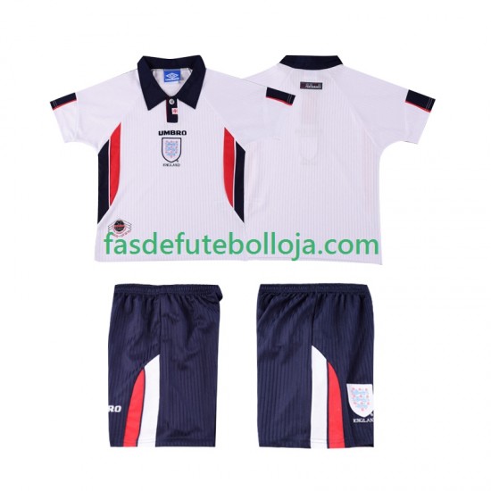 Camisola 1º Equipamento Seleção Inglesa 1998 Manga Curta Retro ,Criança