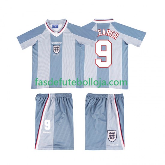 Camisola 2º Equipamento Seleção Inglesa SHEARER 9 1996 Manga Curta Retro ,Criança