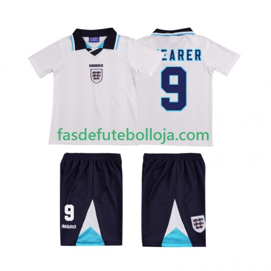 Camisola 1º Equipamento Seleção Inglesa SHEARER 9 1996 Manga Curta Retro ,Criança