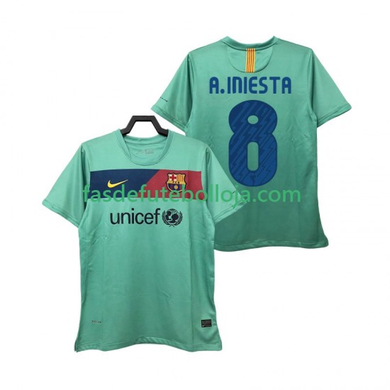 Camisola 2º Equipamento FC Barcelona A INIESTA 8 2011 2010 Manga Curta Retro ,Homem