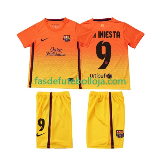 Camisola 2º Equipamento FC Barcelona A INIESTA 9 2012 2013 Manga Curta Retro ,Criança