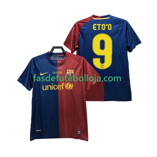 Camisola 1º Equipamento FC Barcelona ETO O 9 Champions League 2009 2008 Manga Curta Retro ,Homem