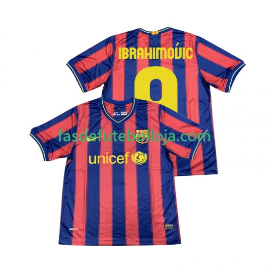 Camisola 1º Equipamento FC Barcelona Ibrahimovic 9 2009 2010 Manga Curta Retro ,Homem