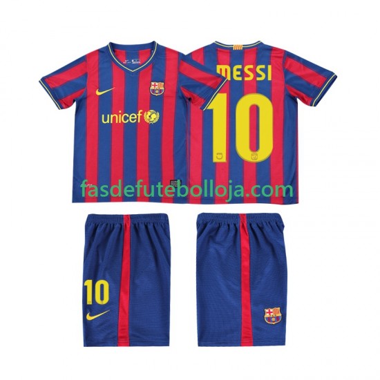 Camisola 1º Equipamento FC Barcelona Lionel Messi 10 2009 2010 Manga Curta Retro ,Criança