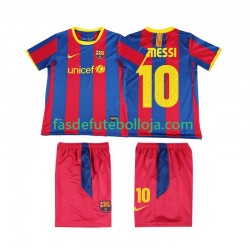 Camisola 1º Equipamento FC Barcelona Lionel Messi 10 2011 2010 Manga Curta Retro ,Criança