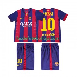Camisola 1º Equipamento FC Barcelona Lionel Messi 10 2014 2015 Manga Curta Retro ,Criança