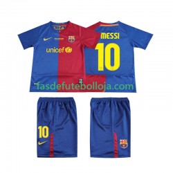 Camisola 1º Equipamento FC Barcelona Lionel Messi 10 Champions League 2009 2008 Manga Curta Retro ,Criança