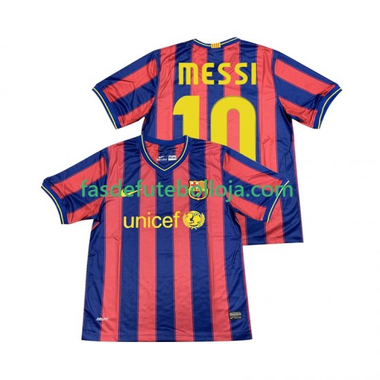 Camisola 1º Equipamento FC Barcelona Lionel Messi 10 2009 2010 Manga Curta Retro ,Homem