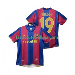 Camisola 1º Equipamento FC Barcelona Lionel Messi 19 2007 2008 Manga Curta Retro ,Homem