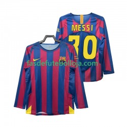 Camisola 1º Equipamento FC Barcelona Lionel Messi 30 Champions League 2005 2006 Manga Comprida Retro ,Homem