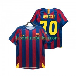 Camisola 1º Equipamento FC Barcelona Lionel Messi 30 Champions League 2005 2006 Manga Curta Retro ,Homem