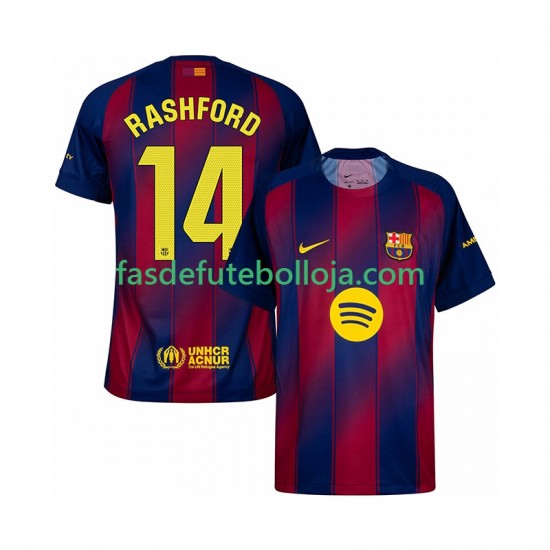 Camisola 1º Equipamento FC Barcelona Marcus Rashford 14 2025-2026 Manga Curta ,Homem