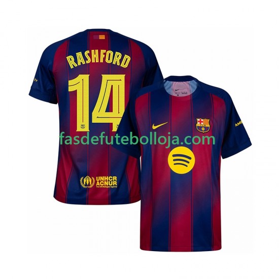 Camisola 1º Equipamento FC Barcelona Marcus Rashford 14 Champions League 2025-2026 Manga Curta ,Homem