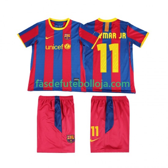 Camisola 1º Equipamento FC Barcelona Neymar JR 11 2011 2010 Manga Curta Retro ,Criança